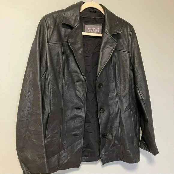 Wilsons Leather black leather  blazer jacket - Picture 3 of 4